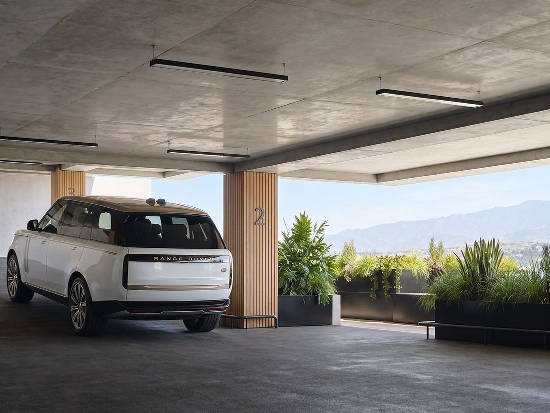 Underground garage of a Sky Villas villa, open to the valley view