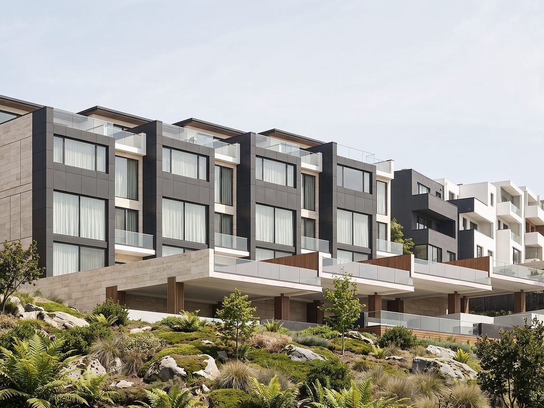 Sky Villas seen from the landscaped slope, Bagebi, Tbilisi